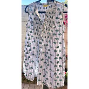 Roller Rabbit Women's 100% Cotton Palm Tree Sun Dress Swim Cover Size Medium